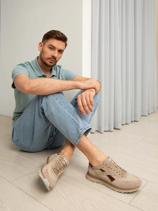 Мужские кроссовки BRUNO RENZONI  бежевые, артикул 035.466.24/32