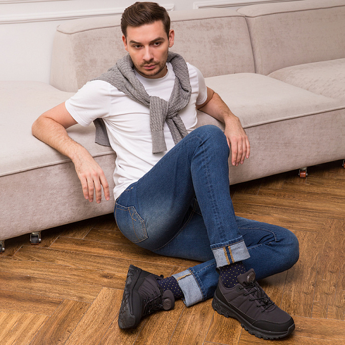 Мужские кроссовки BRUNO RENZONI  серые, артикул 138153/13-02BR