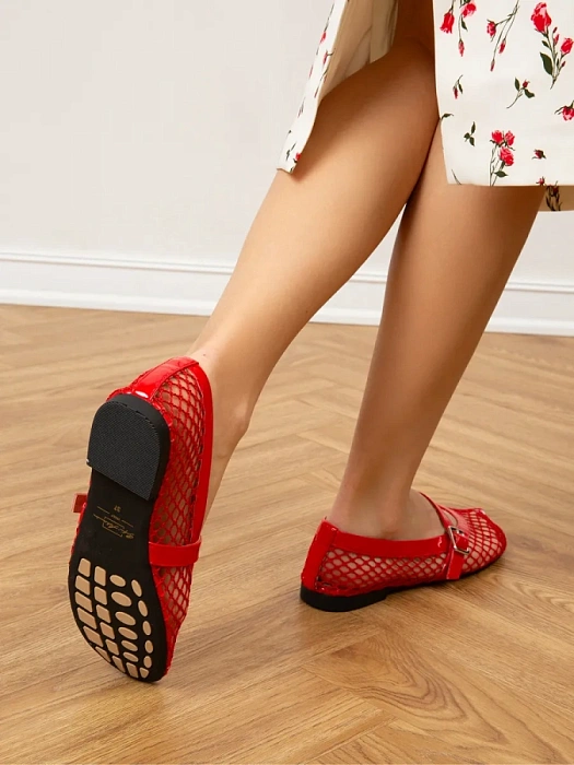 Женские балетки SOFIA-ALEXANDRA красные, артикул 38H-HF1272-6194D3
