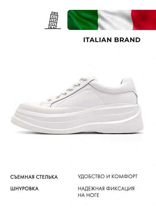 Женские кеды FEDERICA RODARI белые, артикул 42E-HY102-3B