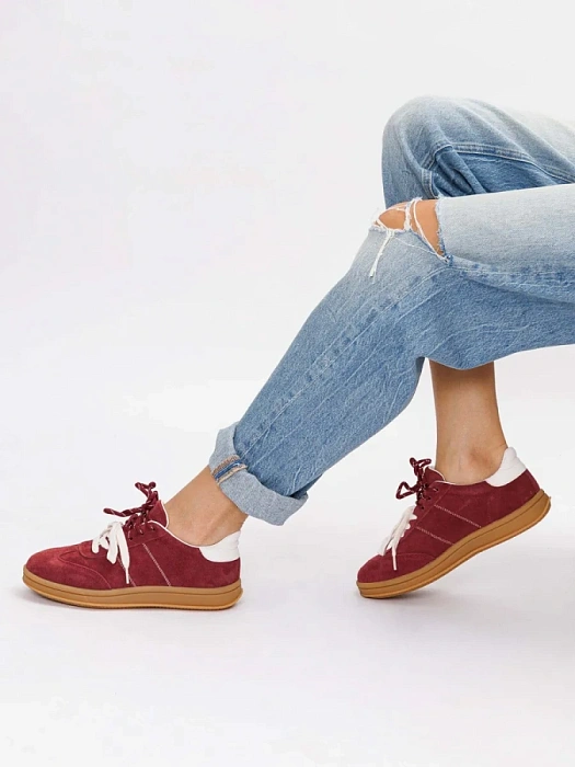 Женские кеды eObuv бордовые, артикул 25AW-011