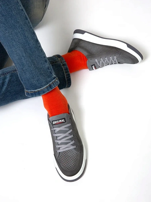 Мужские кеды BRUNO RENZONI  серые, артикул 033.261103