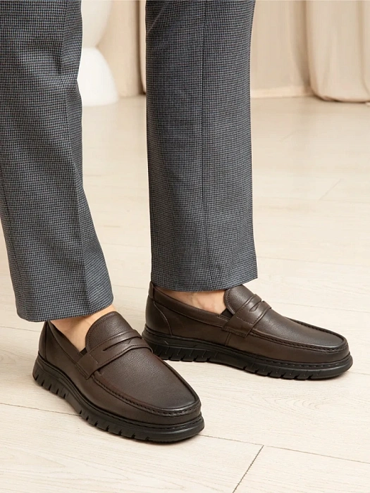 Мужские мокасины BRUNO RENZONI  коричневые, артикул 2493A-1-B12