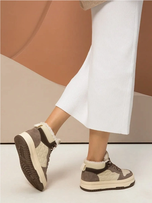 Женские ботинки basic FEDERICA RODARI бежевые, артикул 42E-L609-2B