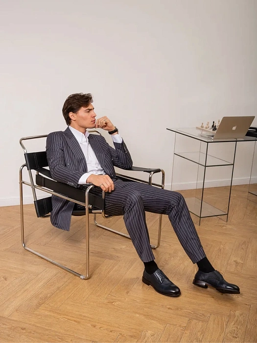 Мужские туфли BRUNO RENZONI  синие, артикул 5646AB-517B