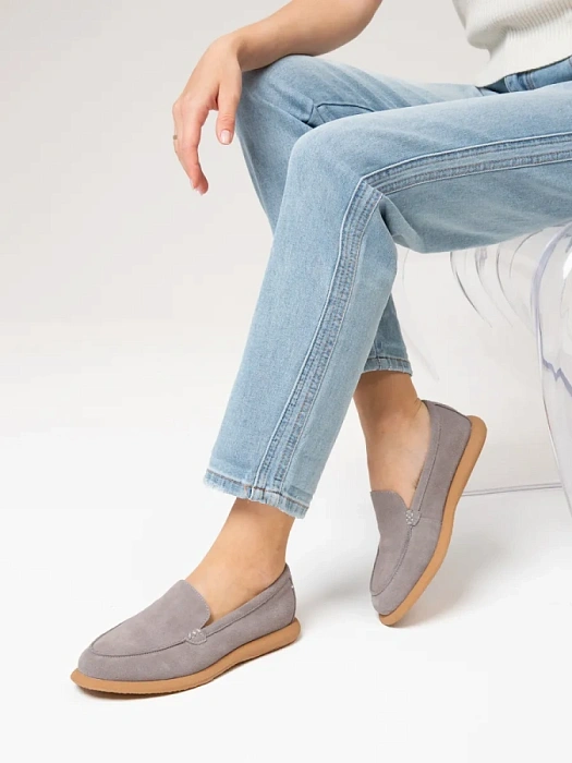 Женские мокасины FEDERICA RODARI серые, артикул 42E-2379-3F