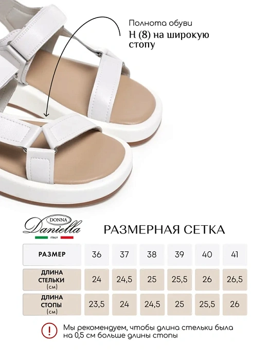 Женские сандалии Donna Daniella  белые, артикул 41-BKE17-15-112-1