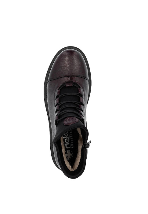 Женские ботинки RIEKER бордовые, артикул Y3163-35