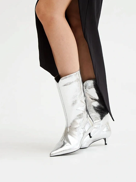 Женские полусапоги SOFIA-ALEXANDRA серебряные, артикул 38E-HF900-C