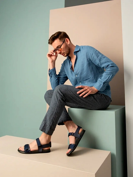 Мужские сандалии BRUNO RENZONI  синие, артикул YD023A