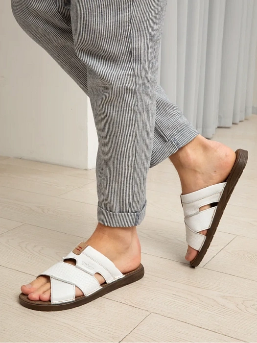 Мужские слайдеры BRUNO RENZONI  белые, артикул 028.6025-10