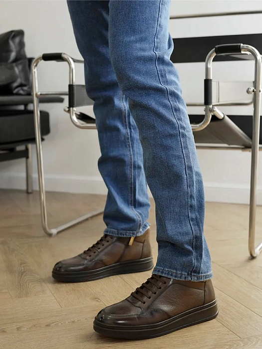 Мужские ботинки basic BRUNO RENZONI  коричневые, артикул YS972X-K13B-R