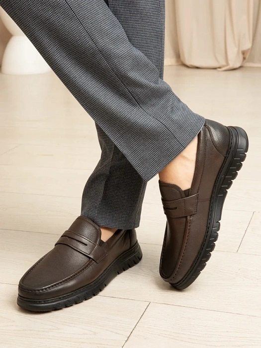 Мужские мокасины BRUNO RENZONI  коричневые, артикул 2493A-1-B12