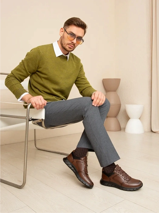 Мужские кроссовки BRUNO RENZONI  коричневые, артикул DSHD-DM003