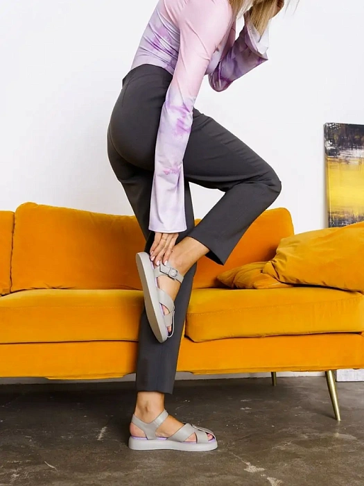 Женские босоножки  SOFIA-ALEXANDRA серые, артикул MDS23-HCLM3-052-2