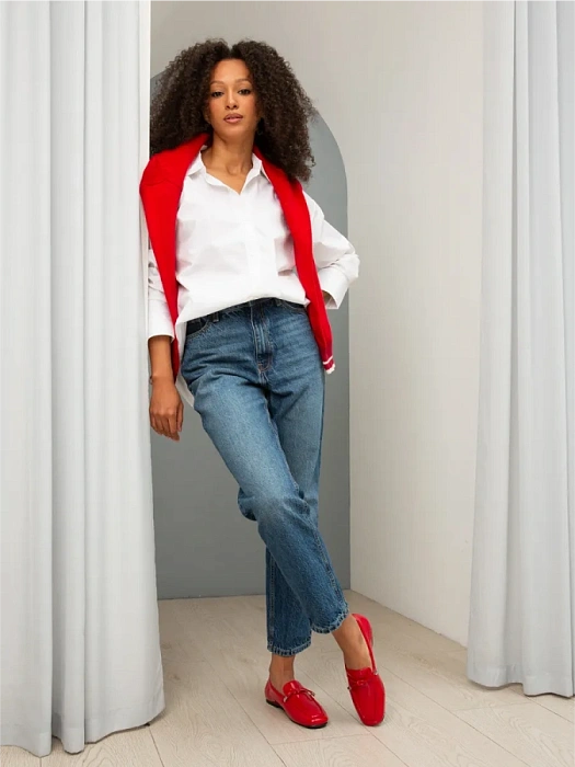 Женские лоферы FEDERICA RODARI красные, артикул 43E-S1683-Z37978-1