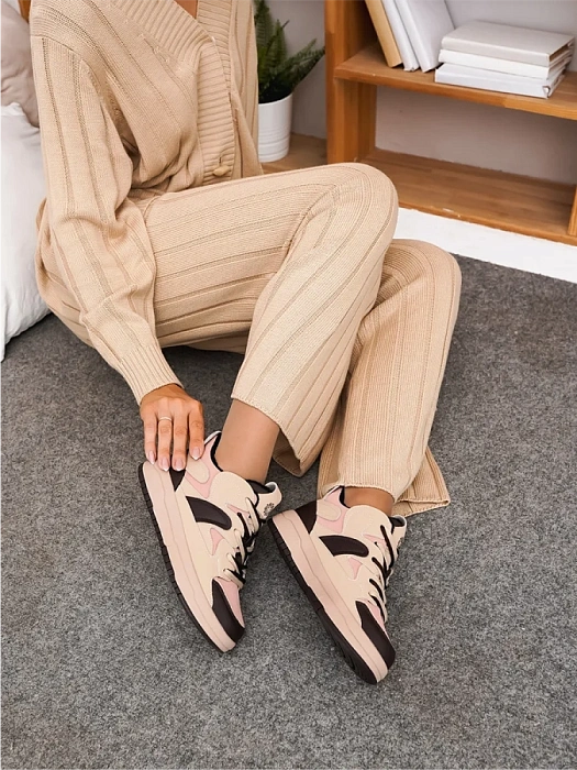 Женские кеды FEDERICA RODARI бежевые, артикул 42E-L613-1D