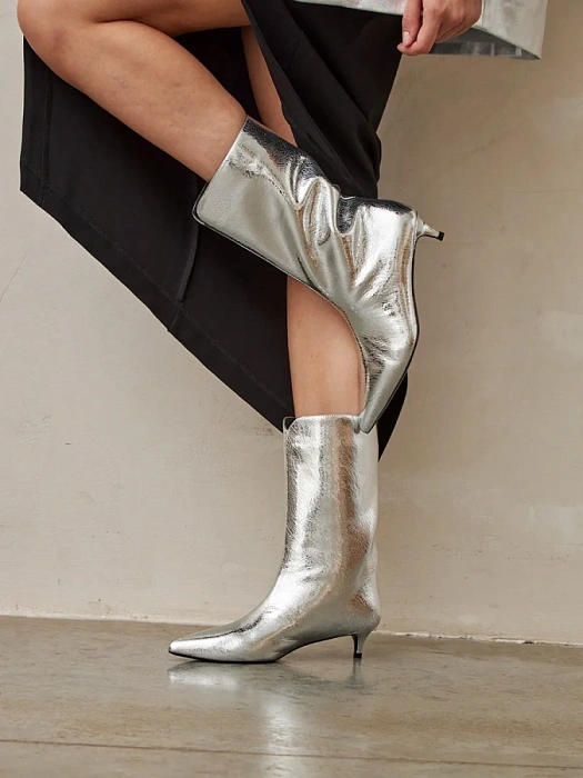 Женские полусапоги SOFIA-ALEXANDRA серебряные, артикул 38E-HF900-C