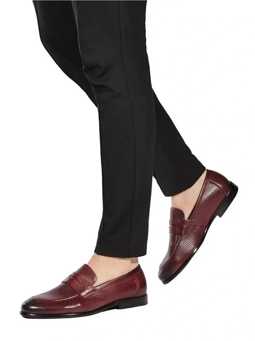 Мужские лоферы BRUNO RENZONI  бордовые, артикул F310BB-KY62B