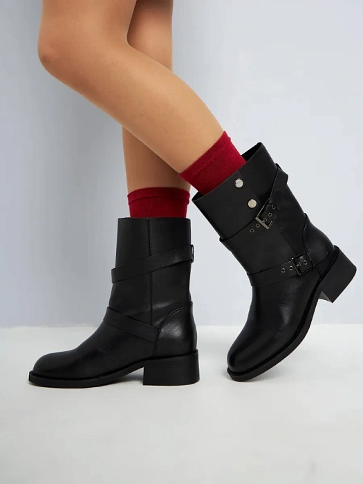 Женские полусапоги FEDERICA RODARI черные, артикул 35A005-110-M229