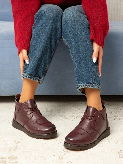 Женские ботинки eObuv бордовые, артикул DB-W24-WLM3-01-18