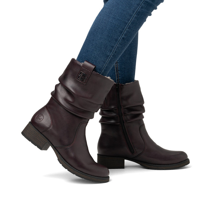 Женские полусапоги RIEKER бордовые, артикул Z9583-35