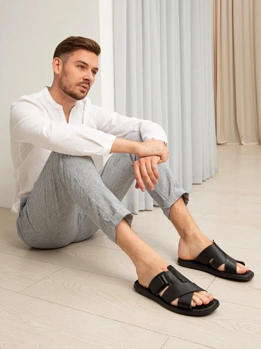 Мужские слайдеры BRUNO RENZONI  черные, артикул 990650-8