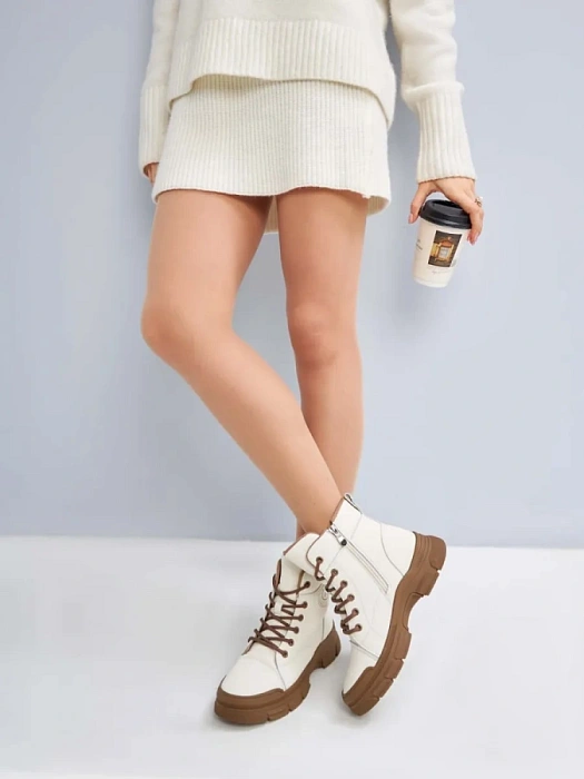 Женские ботинки eObuv бежевые, артикул AW25-60-1