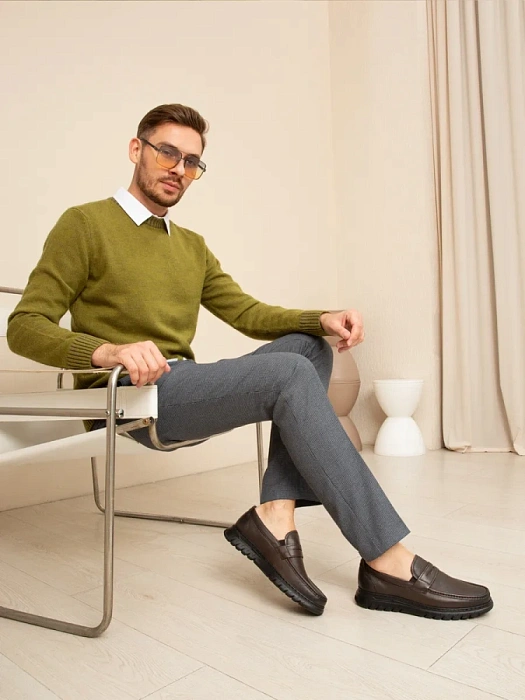 Мужские мокасины BRUNO RENZONI  коричневые, артикул 2493A-1-B12