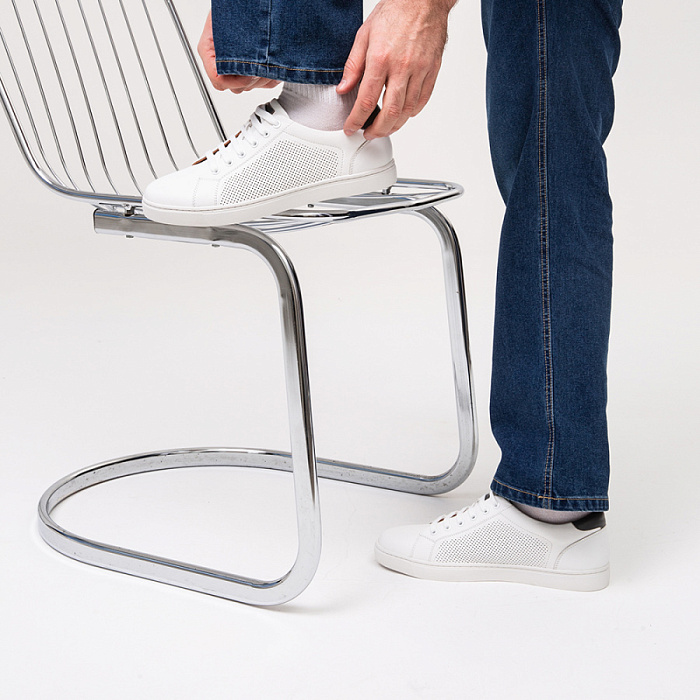 Мужские кеды BRUNO RENZONI  белые, артикул 8821B-890B