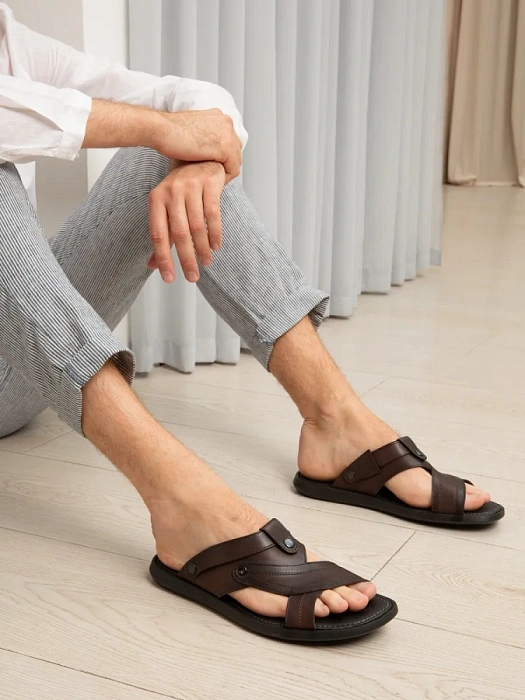 Мужские слайдеры BRUNO RENZONI  коричневые, артикул 033.50551.2