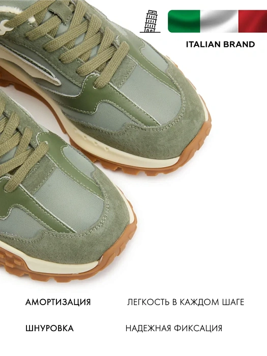 Женские кроссовки FEDERICA RODARI хаки, артикул 10BSY010