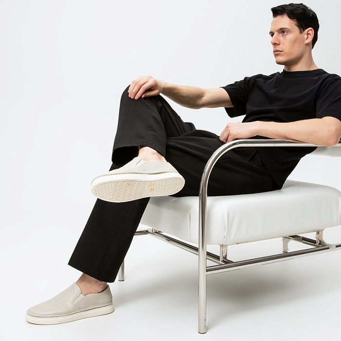 Мужские слипоны BRUNO RENZONI  бежевые, артикул BR16706-MB