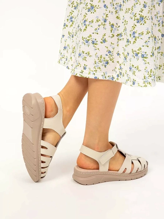 Женские сандалии eObuv бежевые, артикул 52E-LQ6127-021.EO