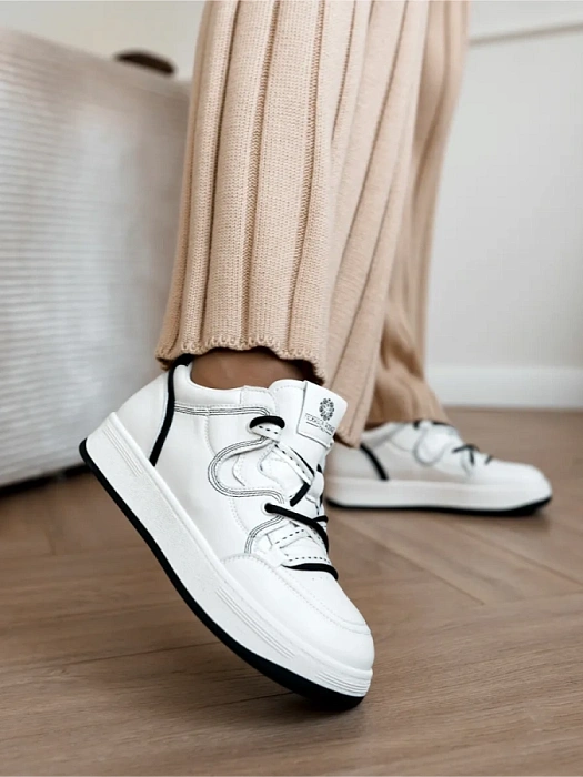 Женские кеды FEDERICA RODARI белые, артикул 42E-L620-1D