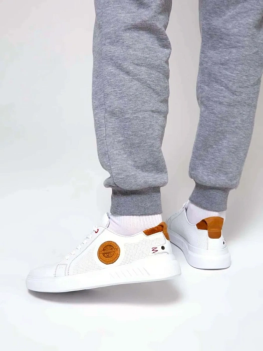 Мужские кеды BRUNO RENZONI  белые, артикул 028.437-10