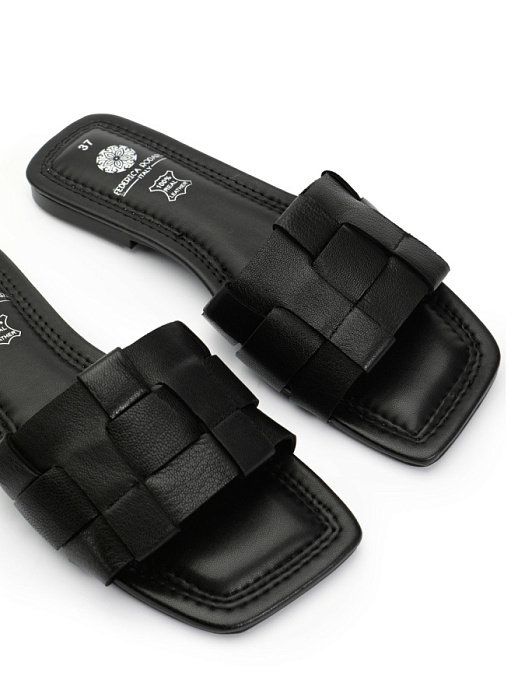 Женские шлепанцы FEDERICA RODARI черные, артикул 38E-HF610-A176L1