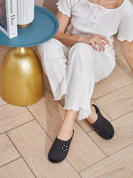 Женские тапочки домашние eObuv черные, артикул EO-C-04-1