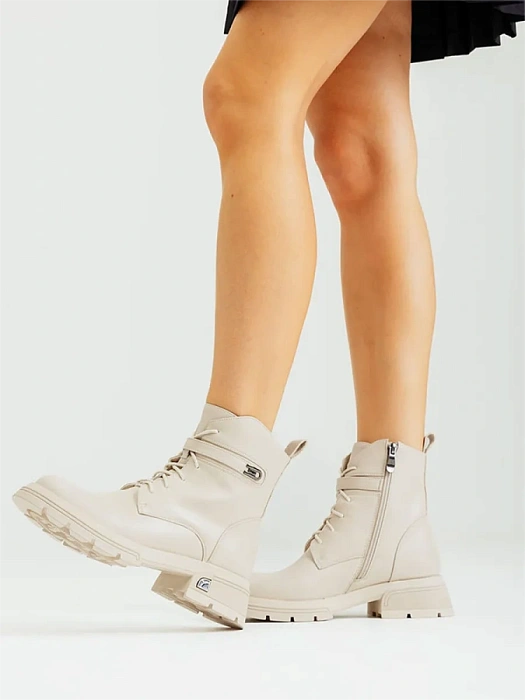 Женские берцы FEDERICA RODARI бежевые, артикул 15E-A3937L-3