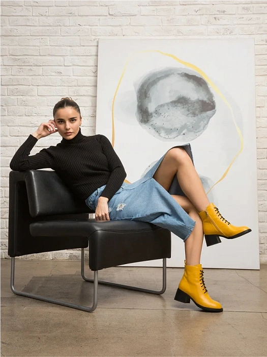 Женские ботинки FEDERICA RODARI ярко-желтые, артикул 7EOB-FH1550-5-890-2