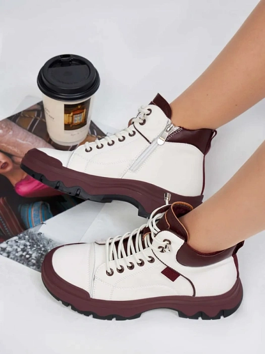 Женские ботинки eObuv белые, артикул AW25-60-6