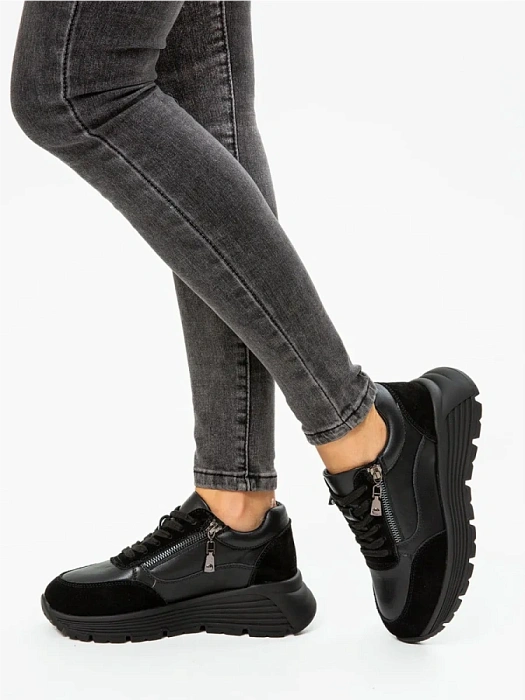 Женские кроссовки FEDERICA RODARI черные, артикул 42E-2382-9B