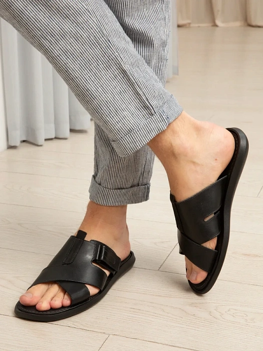 Мужские слайдеры BRUNO RENZONI  черные, артикул 990650-8