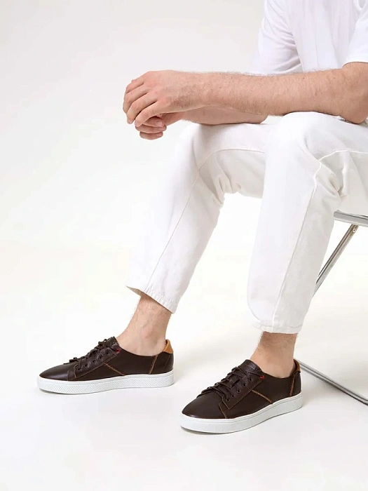 Мужские кеды BRUNO RENZONI  коричневые, артикул 14916666