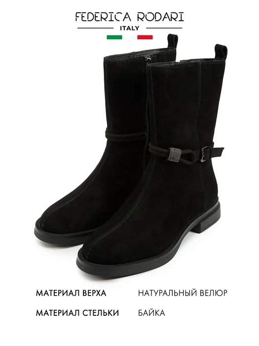 Женские полусапоги FEDERICA RODARI черные, артикул 17E-Z18060-25W