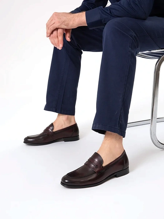 Мужские лоферы BRUNO RENZONI  бордовые, артикул F238AB-19D