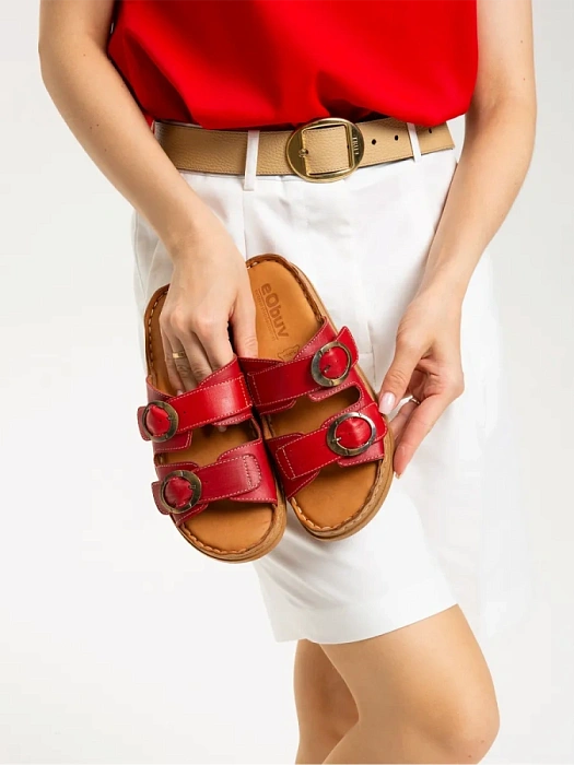 Женские шлепанцы eObuv красные, артикул D25YT-1145