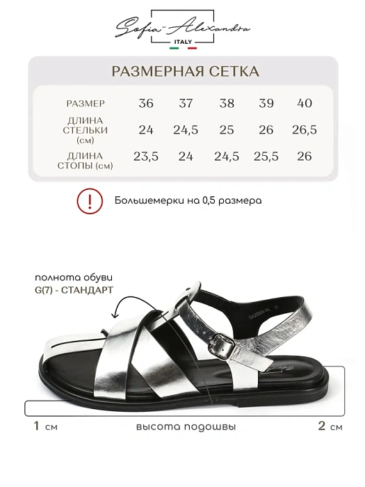 Женские сандалии SOFIA-ALEXANDRA серебряные, артикул SA20356-WL