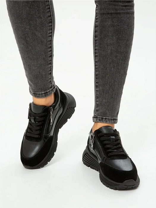 Женские кроссовки FEDERICA RODARI черные, артикул 42E-2382-9B