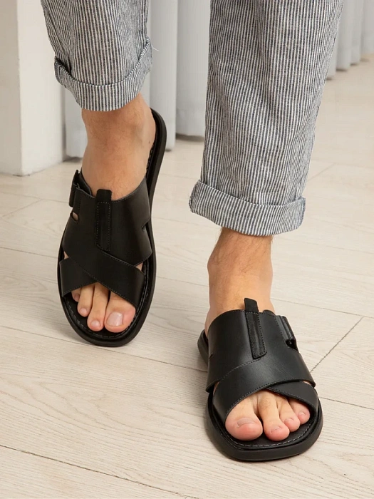 Мужские слайдеры BRUNO RENZONI  черные, артикул 990650-8